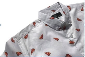White Pizza Button Down Boys Shirt