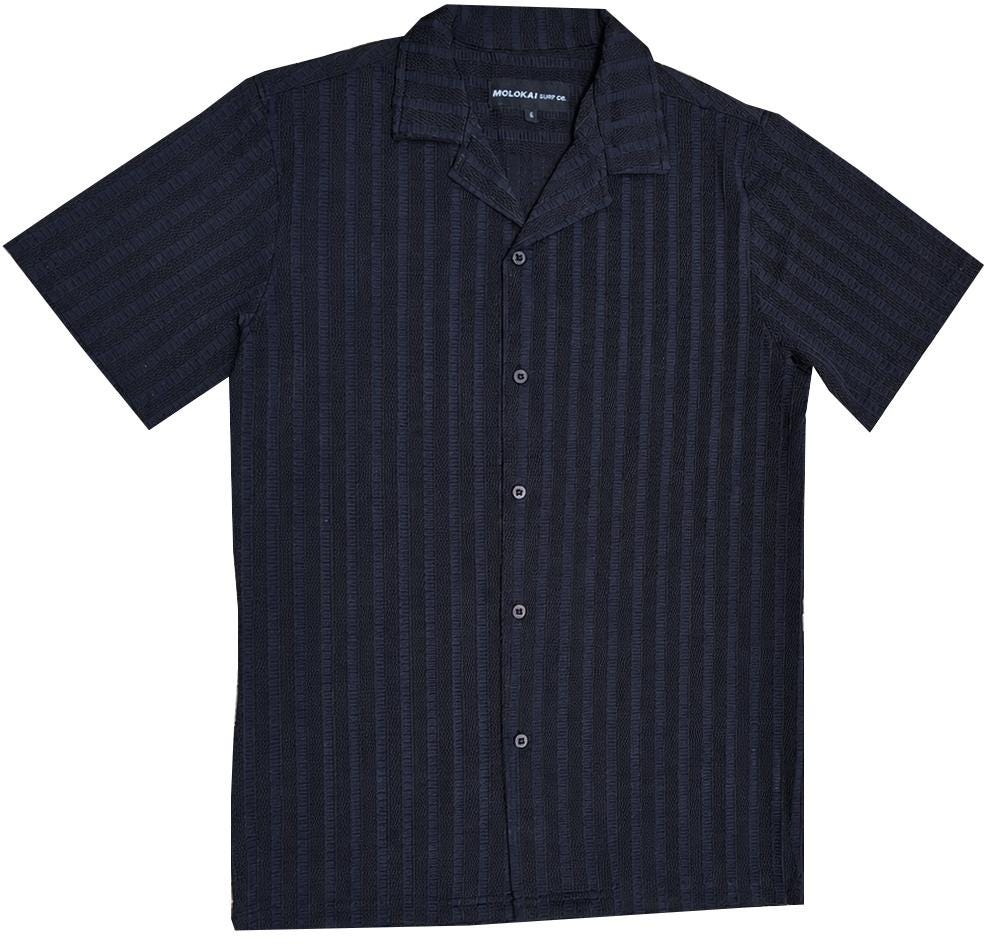 Black Textured Button Down Shirt