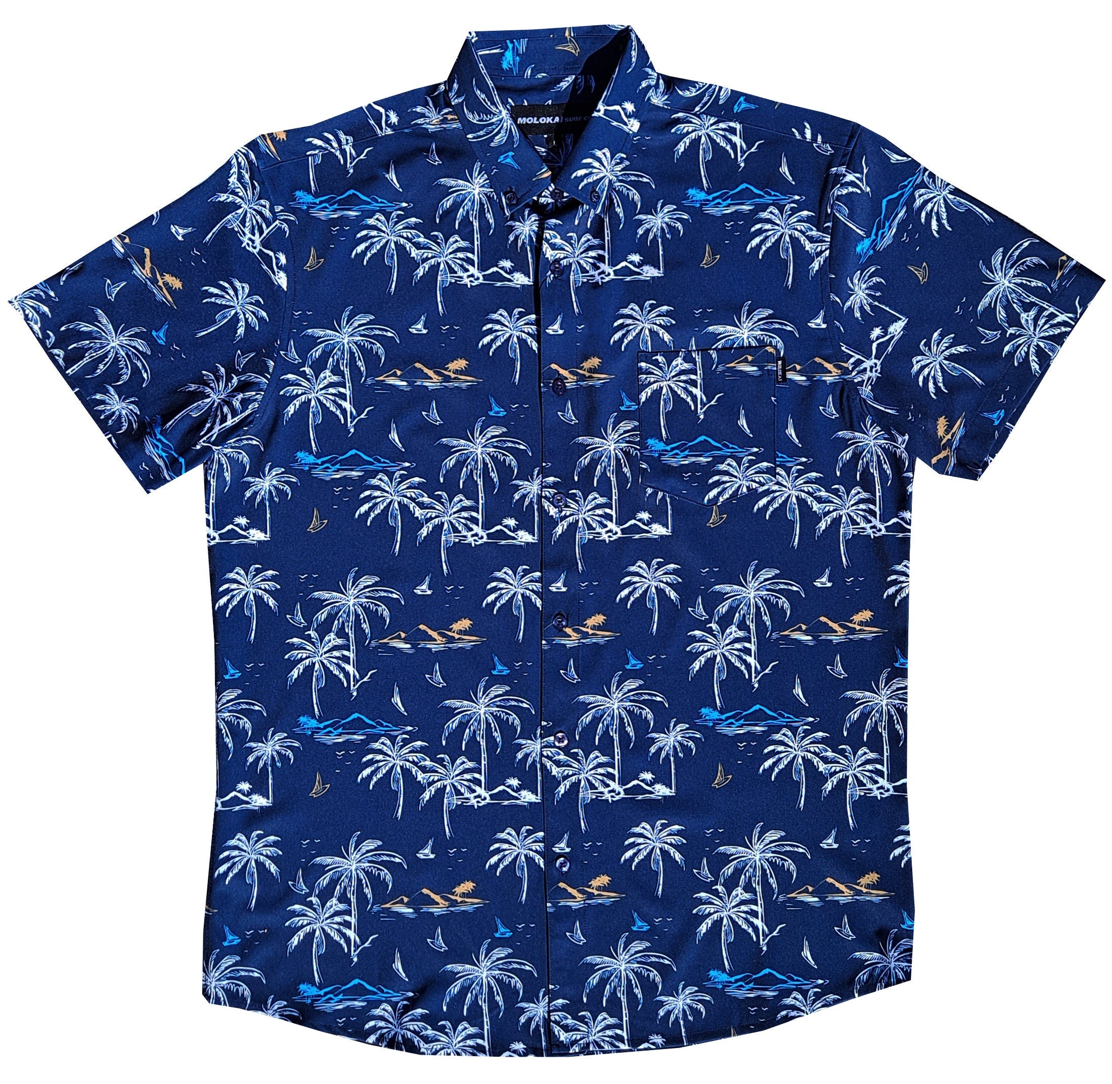 Navy and White Palm Trees