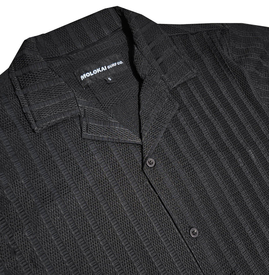 Black Textured Button Down Shirt