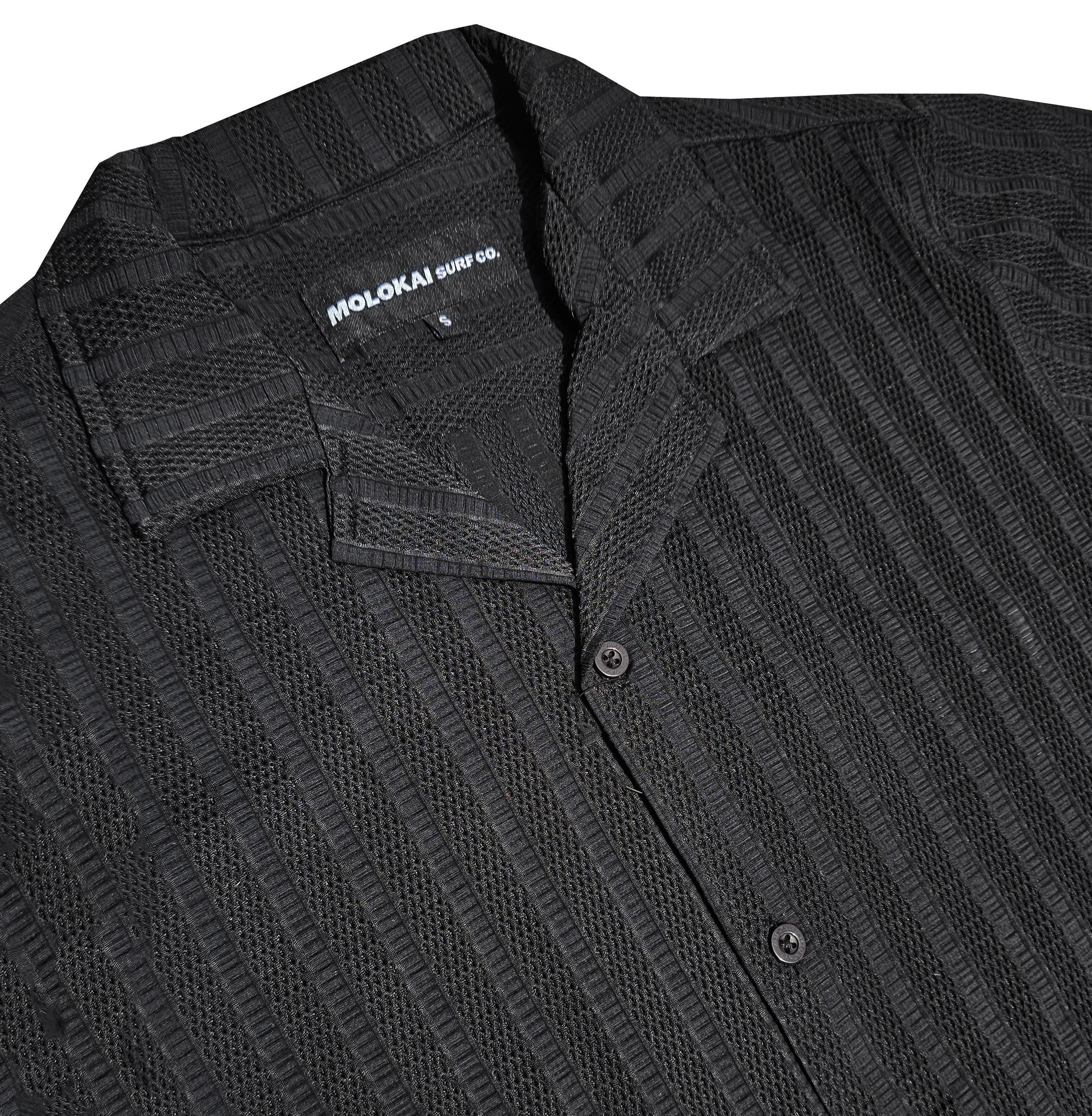 Black Textured Button Down Shirt