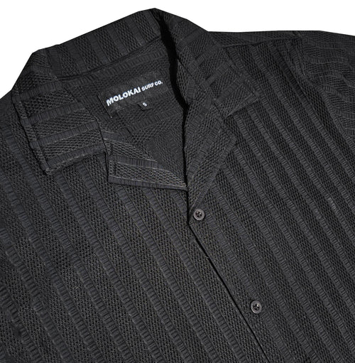 Black Textured Button Down Shirt