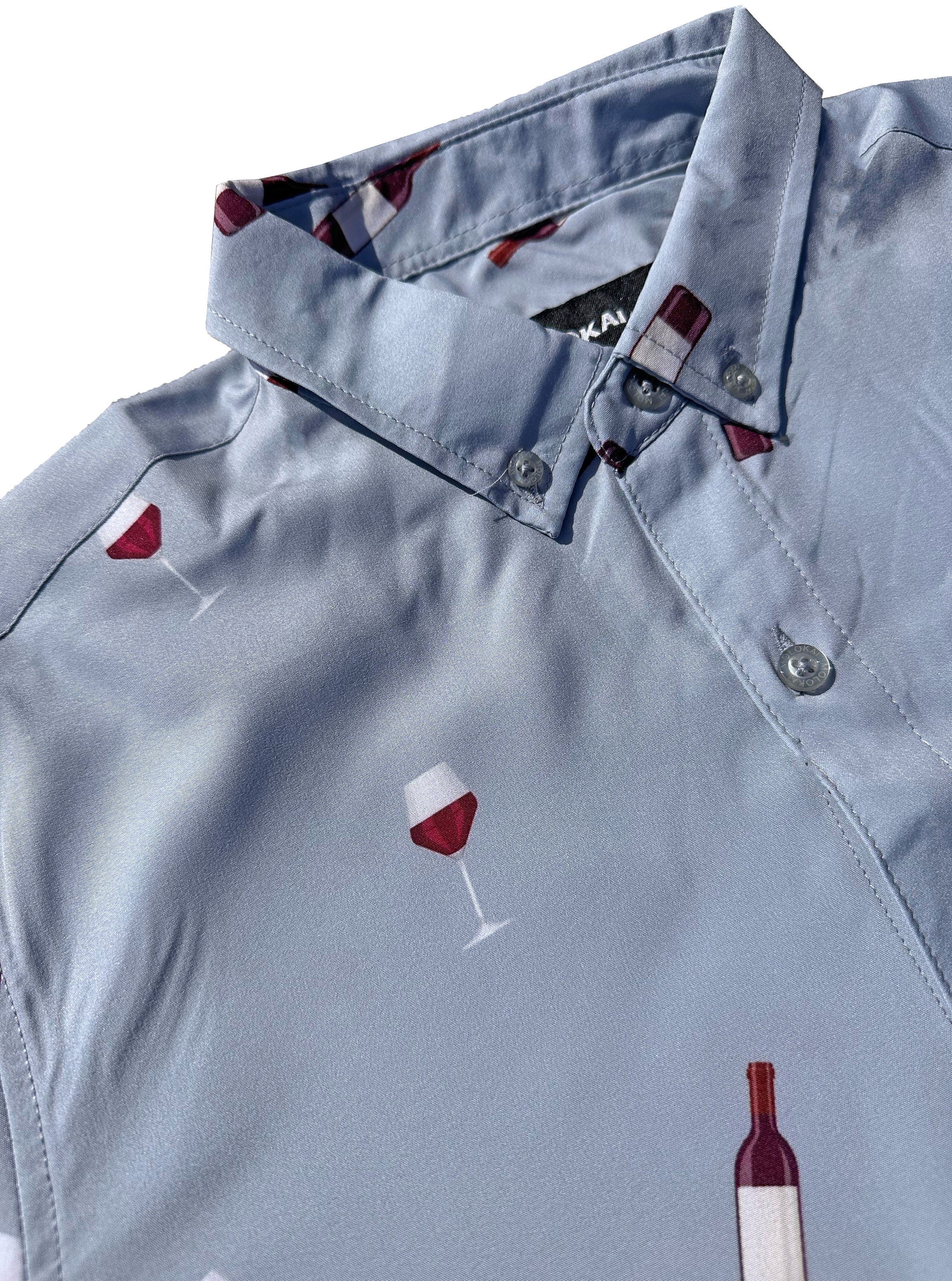 Gray Wine Button Down Shirt