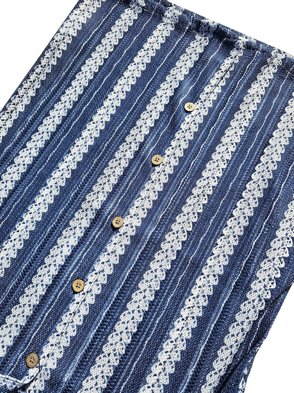 Dark Blue Crochet Button Down Shirt