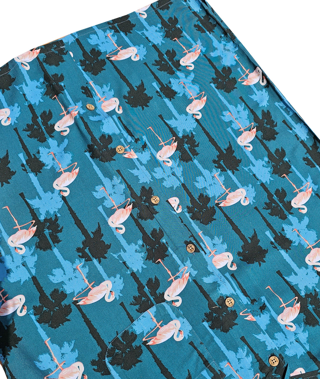 Vintage Blue Flamingo and Palms