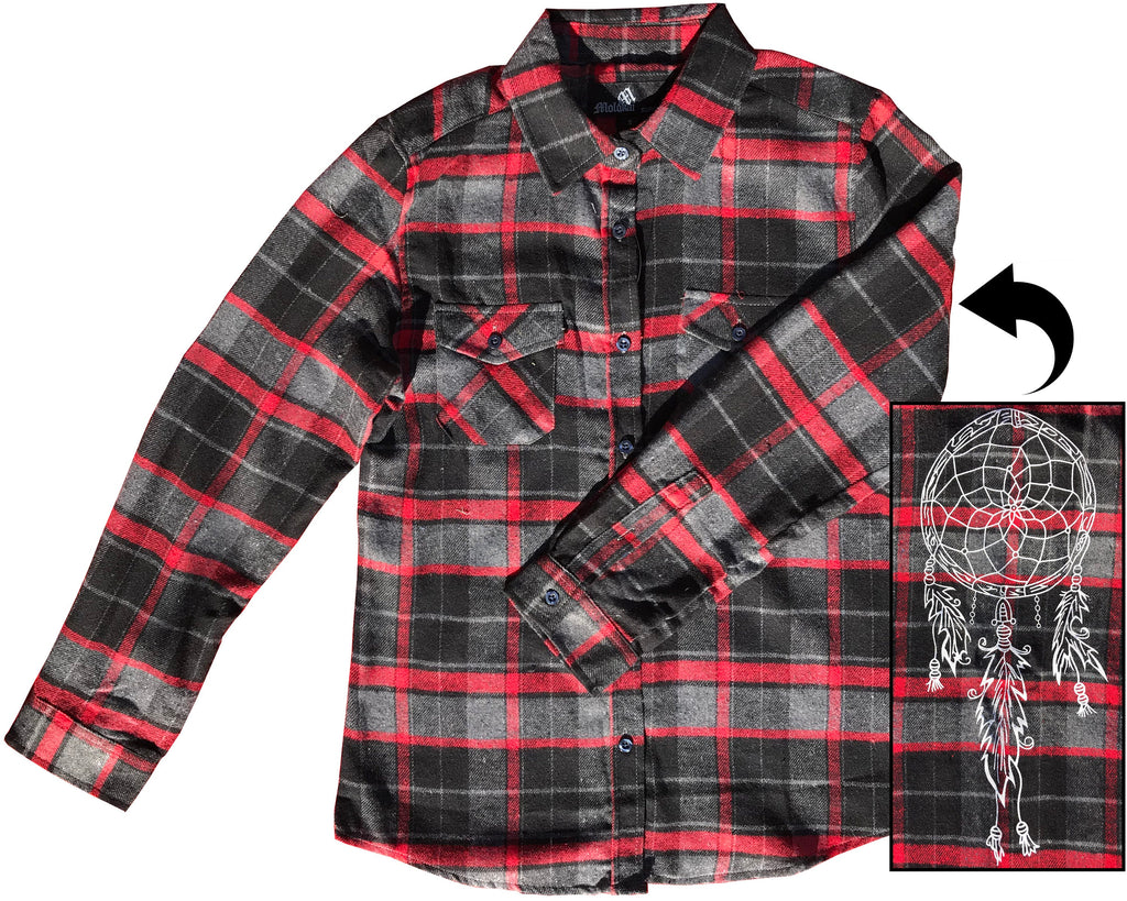 Women's Black and Red Dreamcatcher Flannel