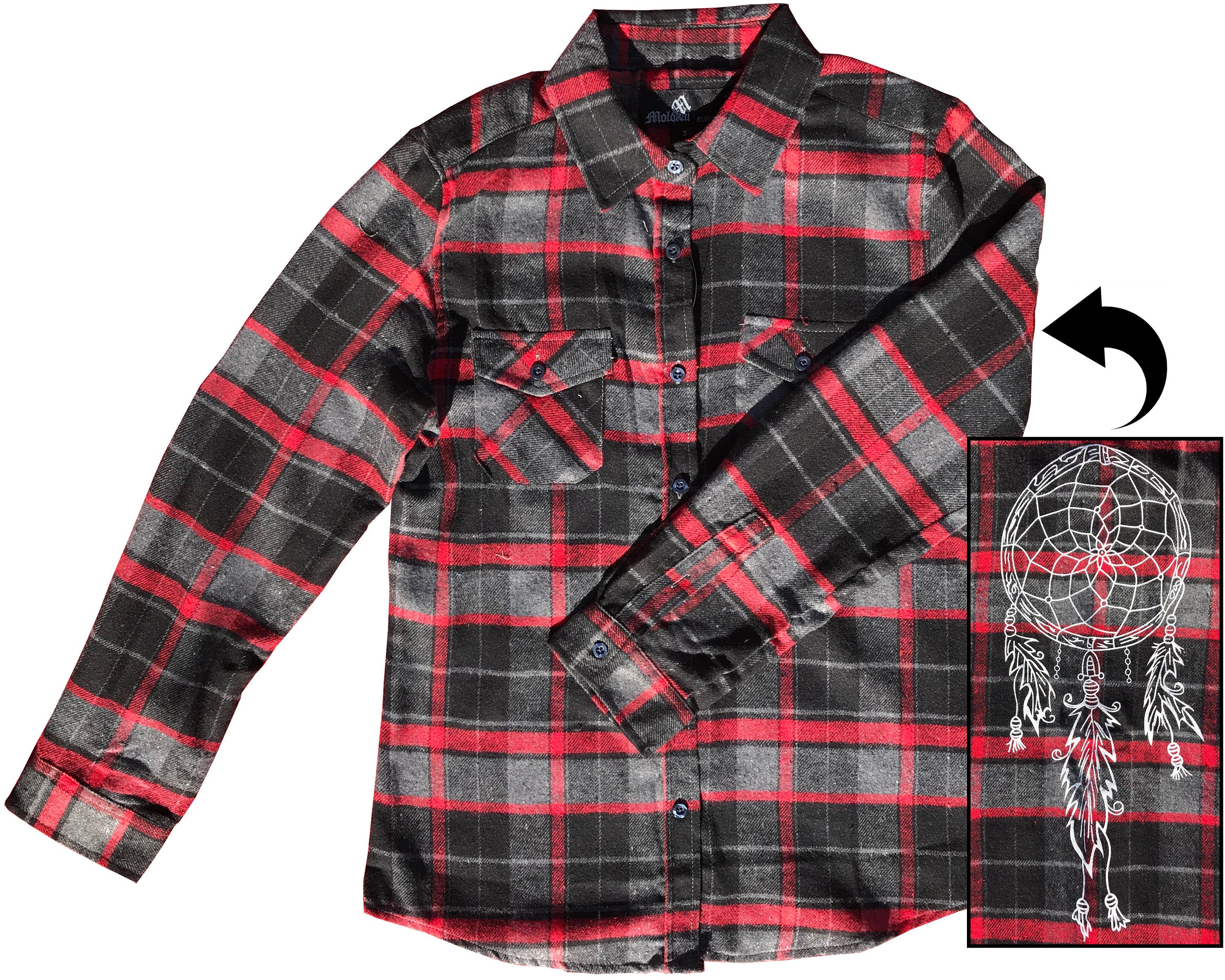 Women's Black and Red Dreamcatcher Flannel