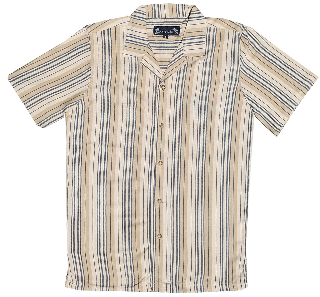 Beige Striped Button Down Shirt