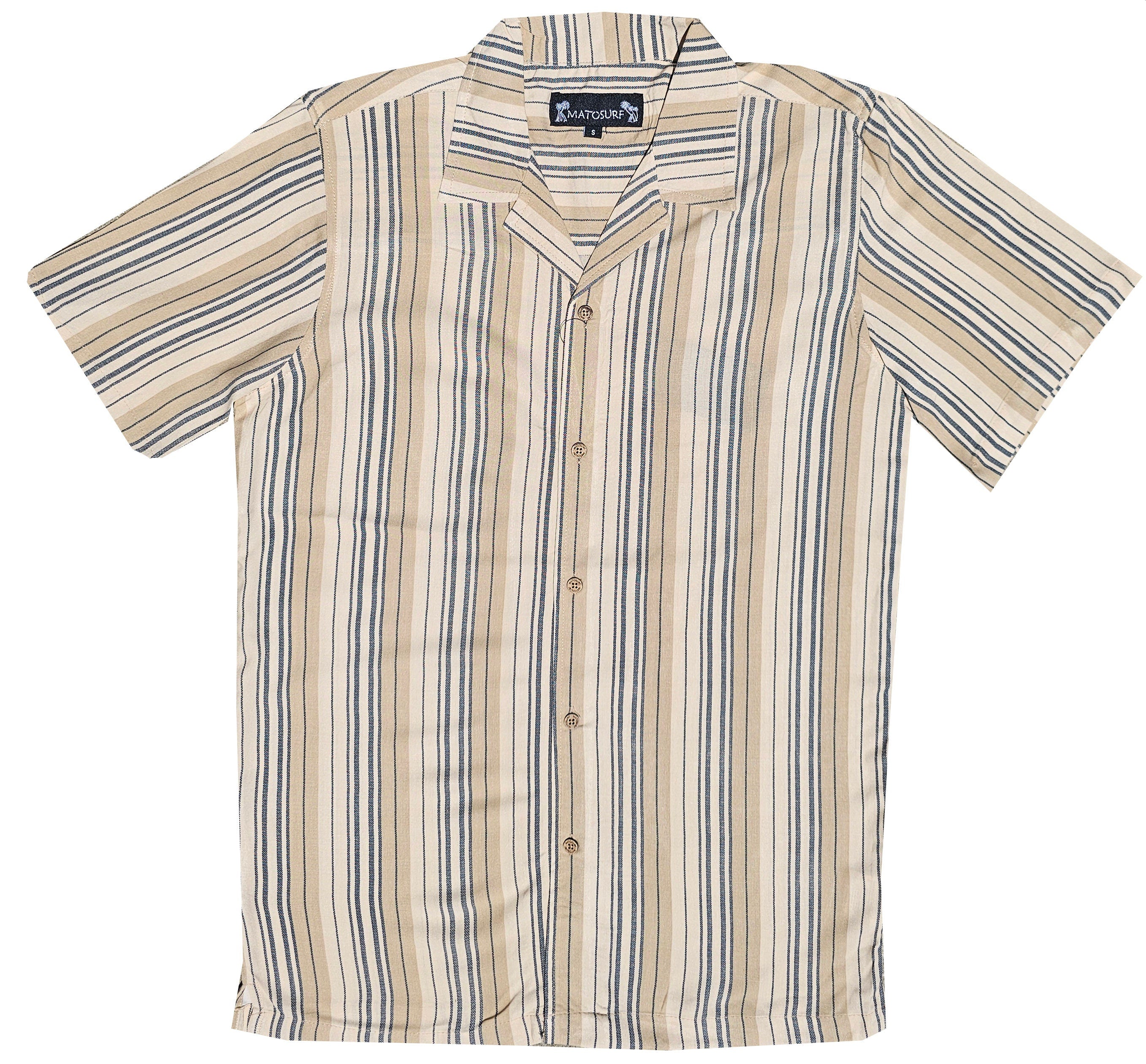 Beige Striped Button Down Shirt