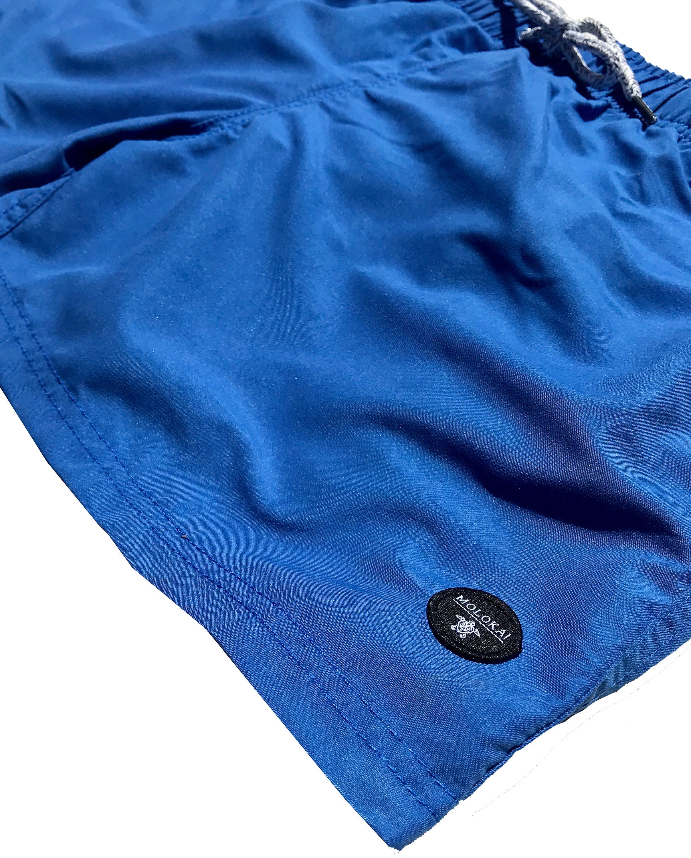Solid Blue Swim Trunks