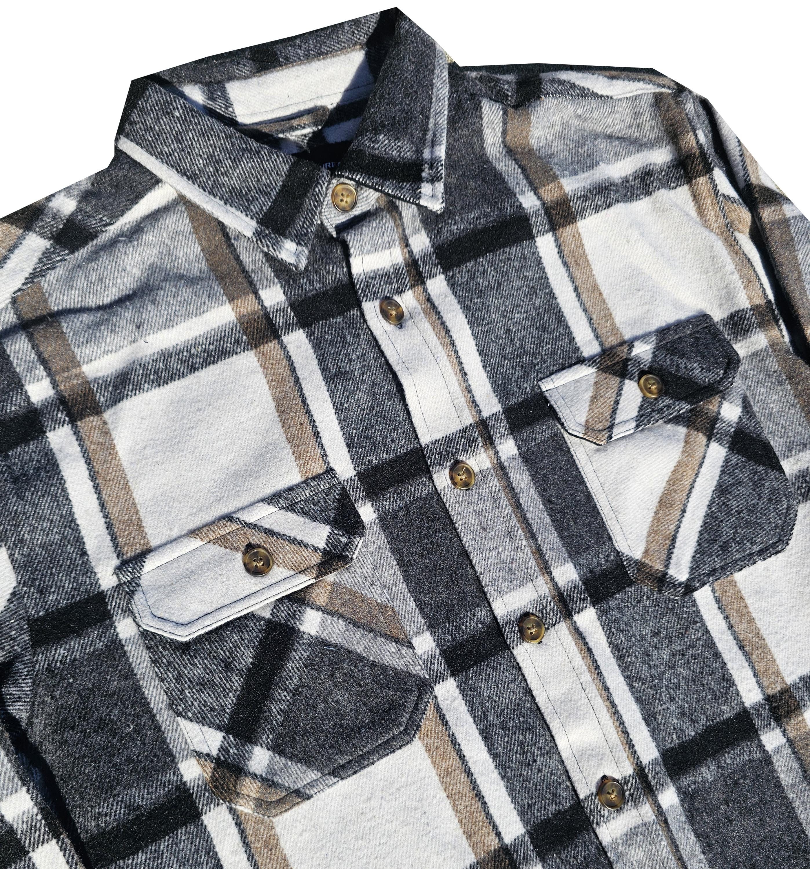 Charcoal and Beige Heavy Flannel