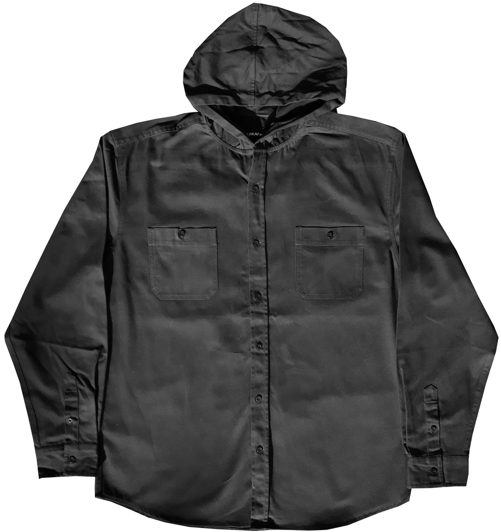 Solid Black Cargo Hooded Jacket