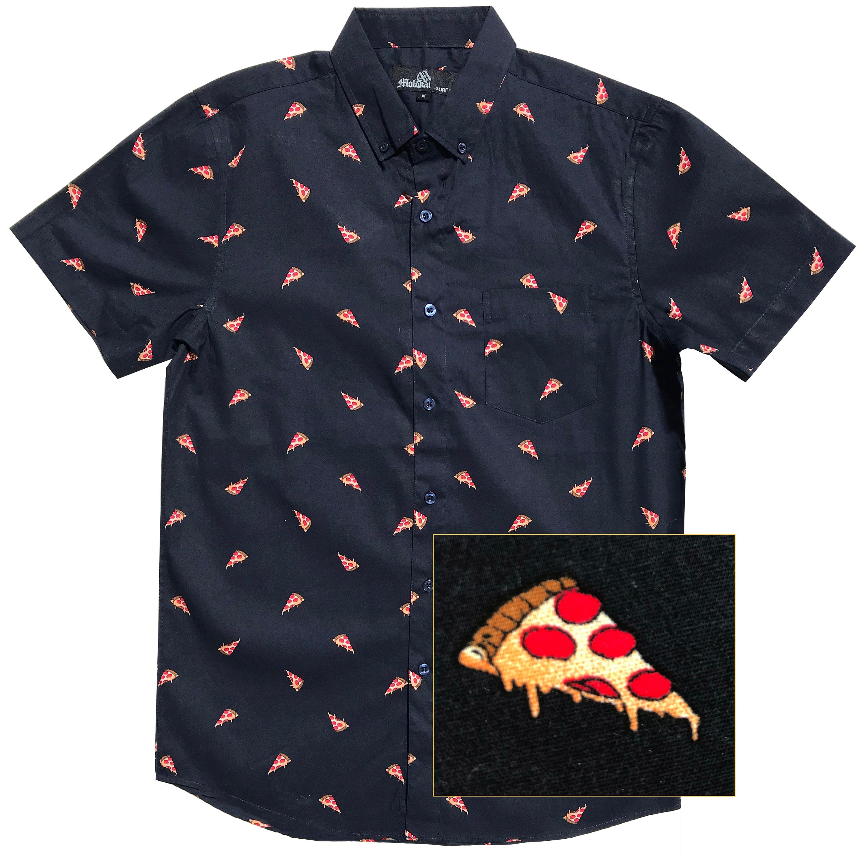 Navy Pizzas Button Down Boys Shirt