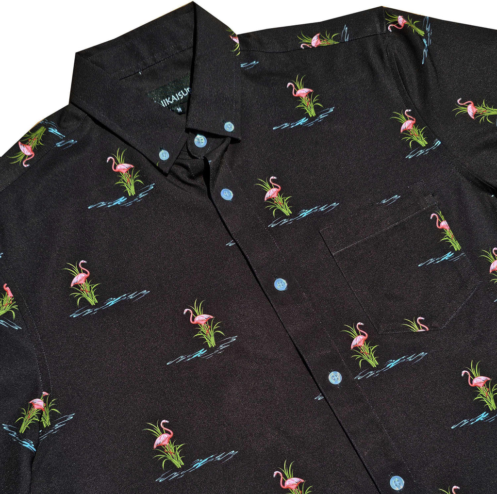 Black Flamingo Pond Button Down Shirt