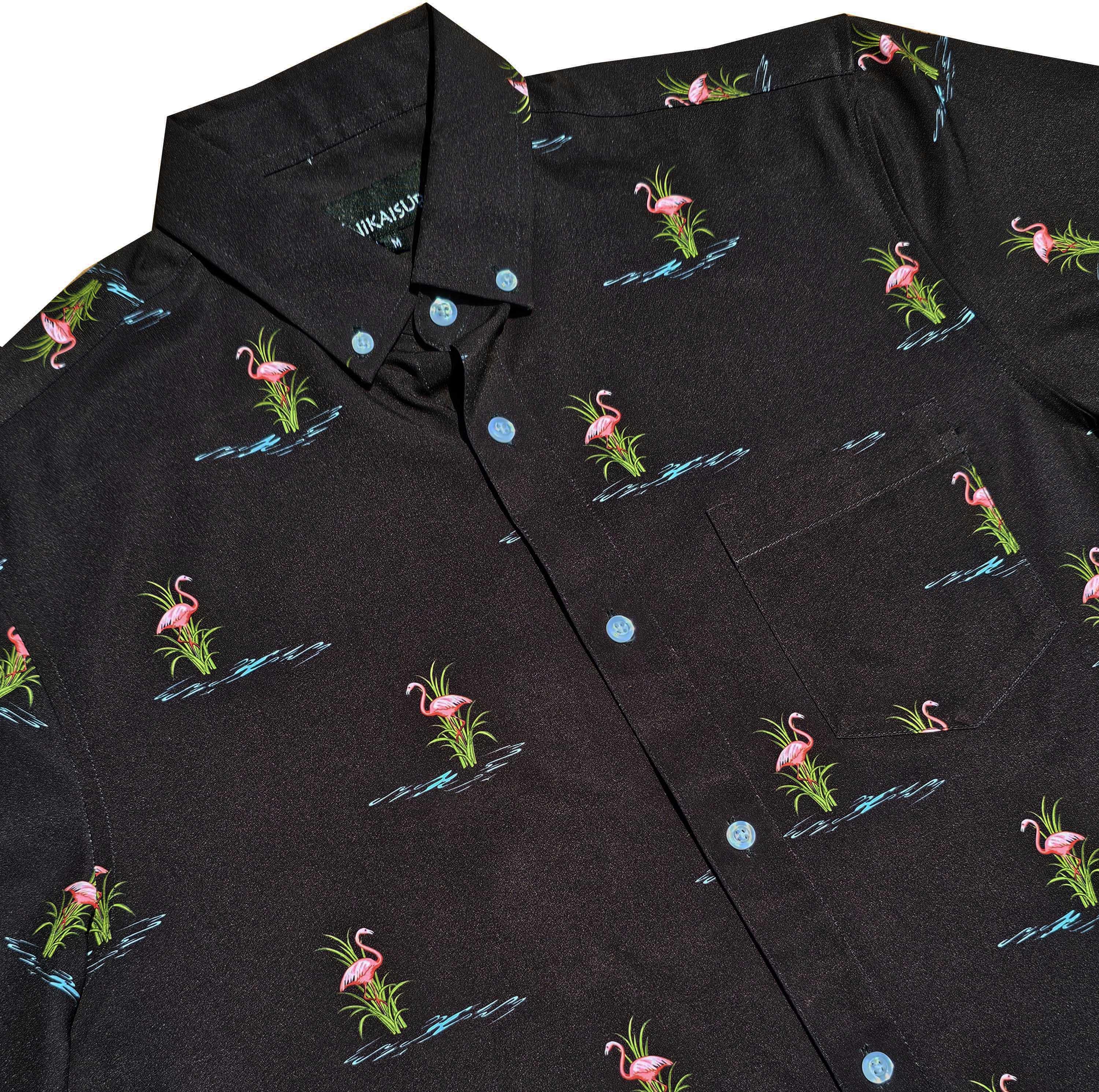 Black Flamingo Pond Button Down Shirt