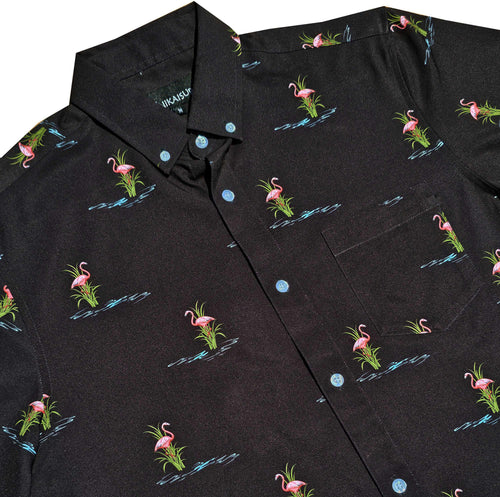 Black Flamingo Pond Button Down Shirt