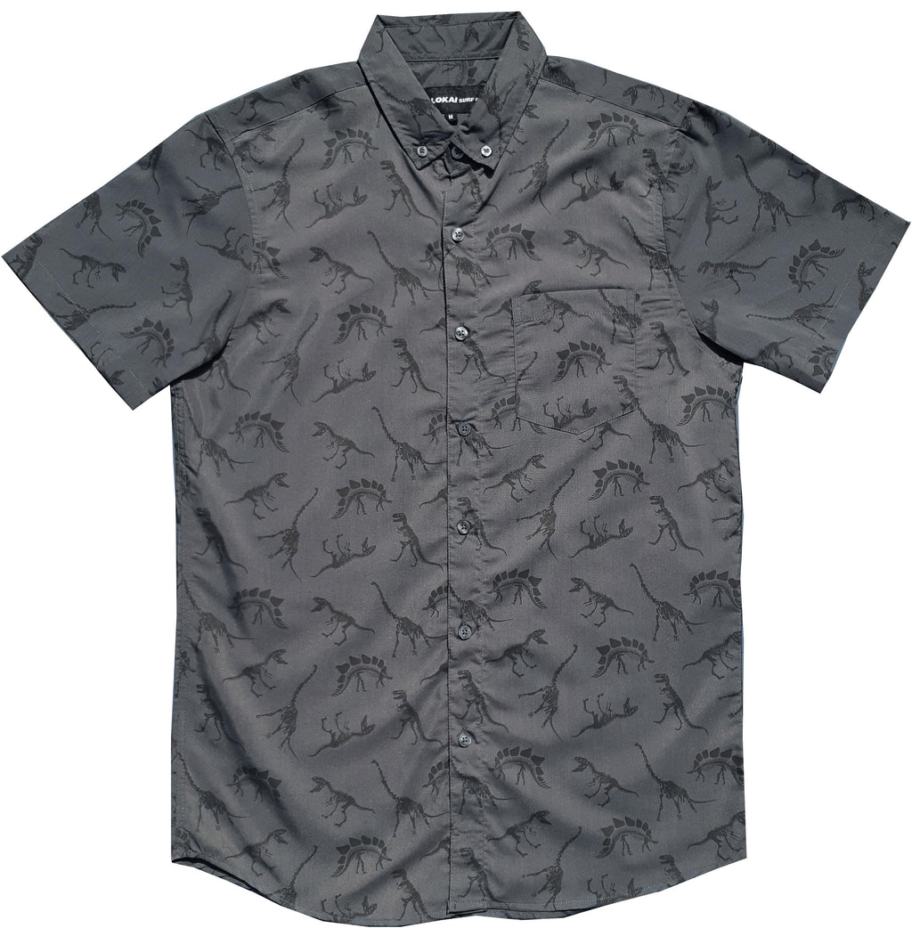 Charcoal Dinosaur Button Down Shirt