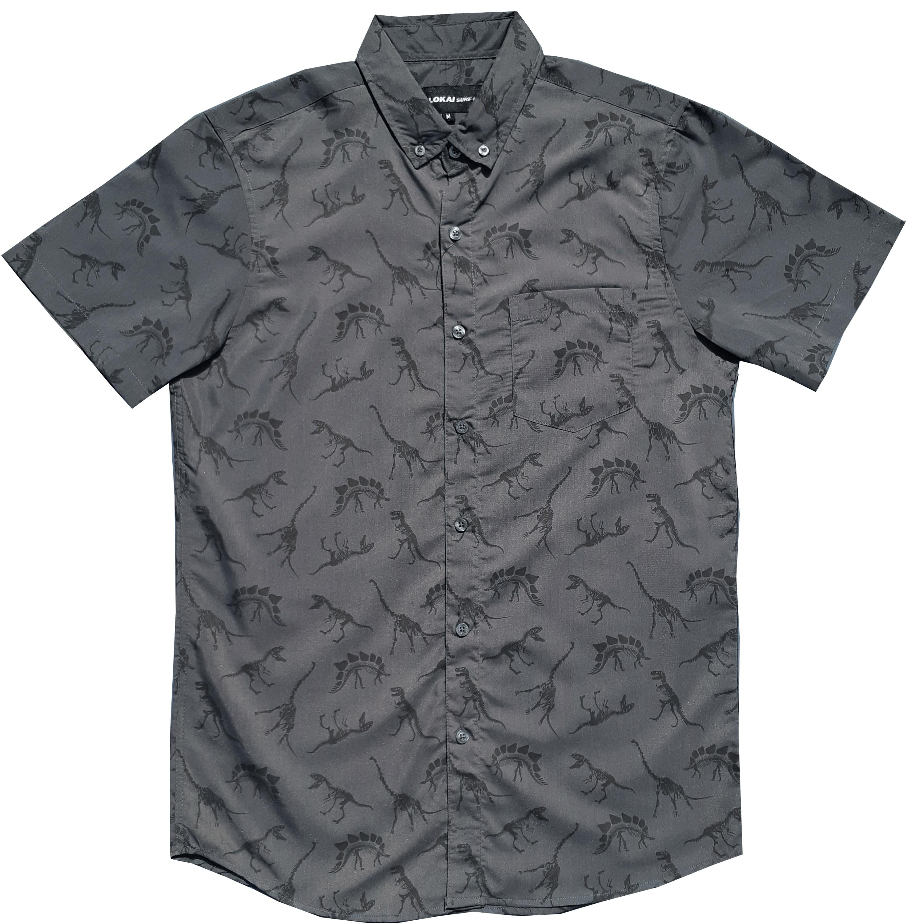 Charcoal Dinosaur Button Down Shirt