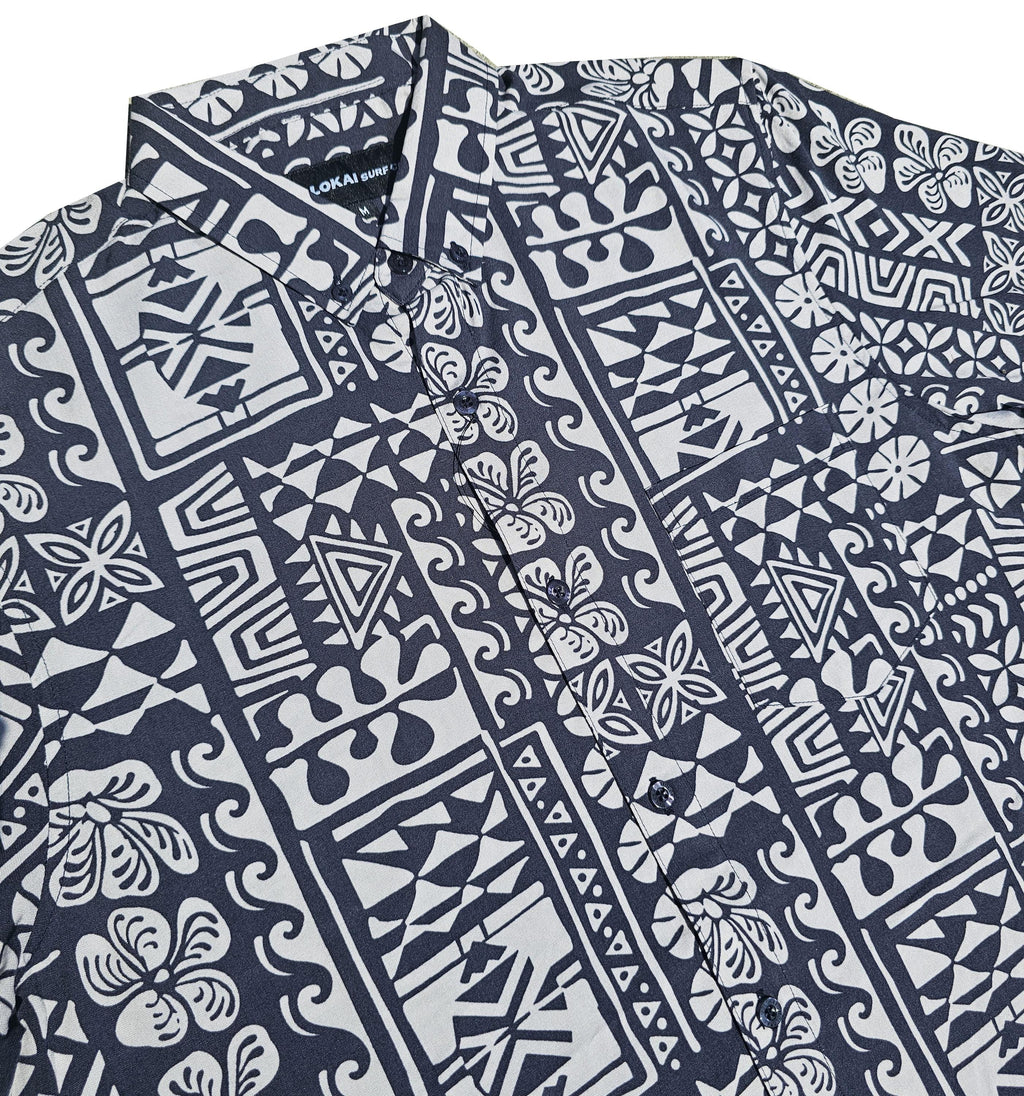 Navy and White Tribal Button Down Shirt