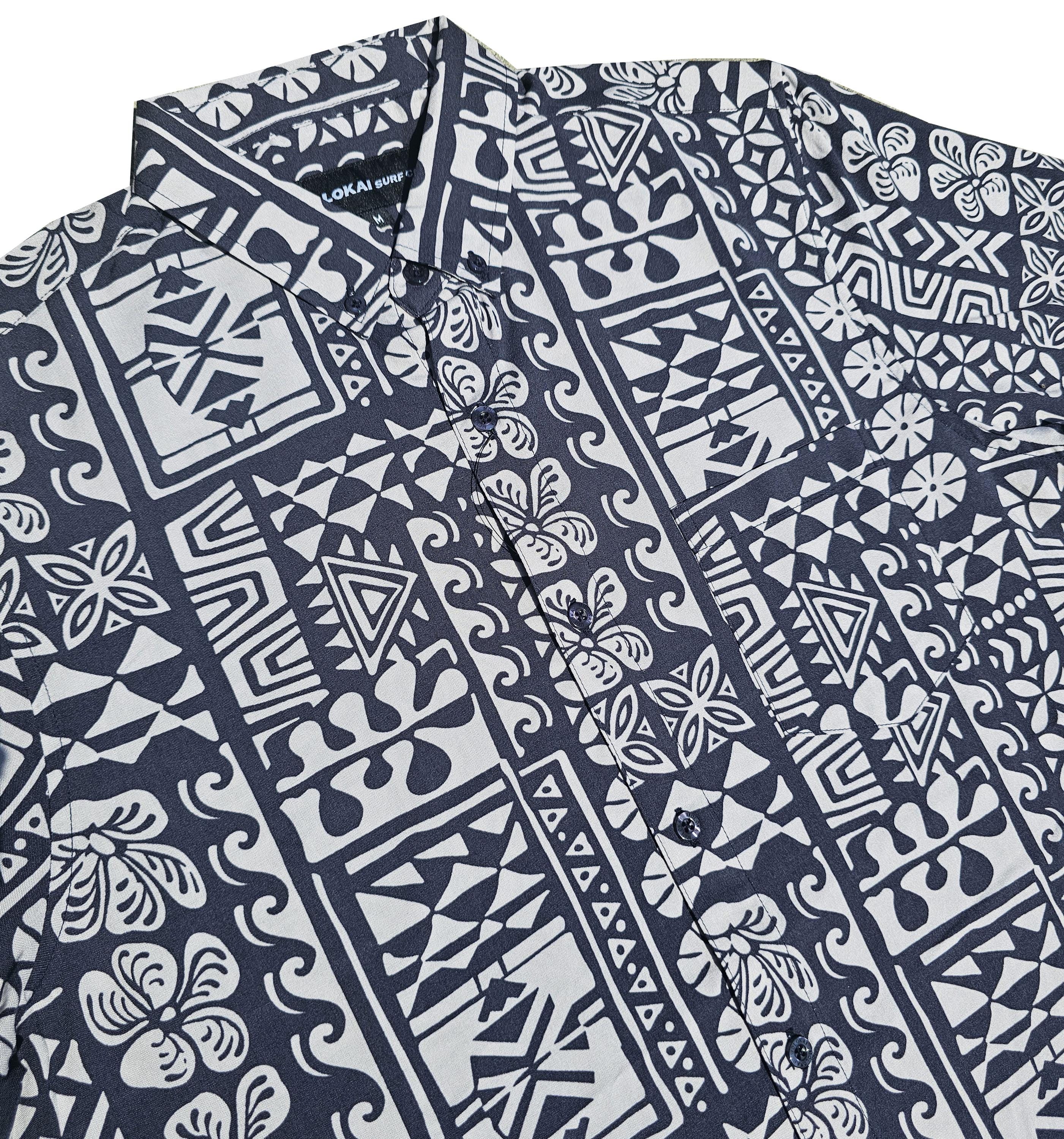 Navy and White Tribal Button Down Shirt