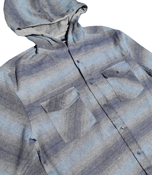 Blue Striped Hooded Flannel
