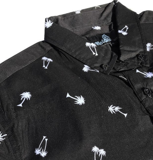 Black Palm Tree Button Down Boys Shirt