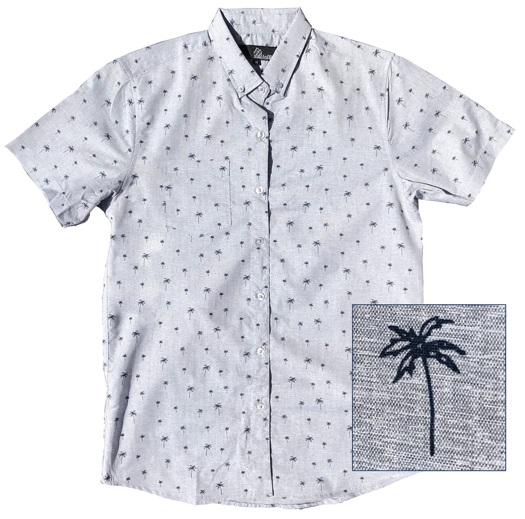 Grey Palm Tree Button Down Shirt