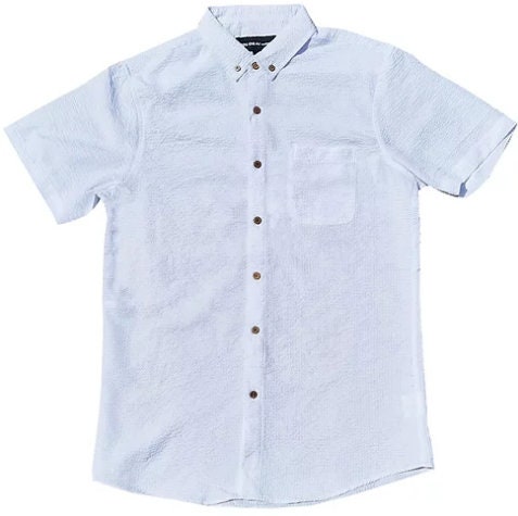 Solid White Seersucker Button Down Shirt