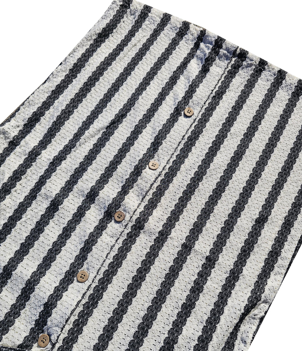 Black Stripe Crochet Button Down Shirt