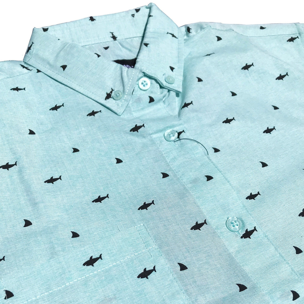 Sharks Mint Button Down Boys Shirts