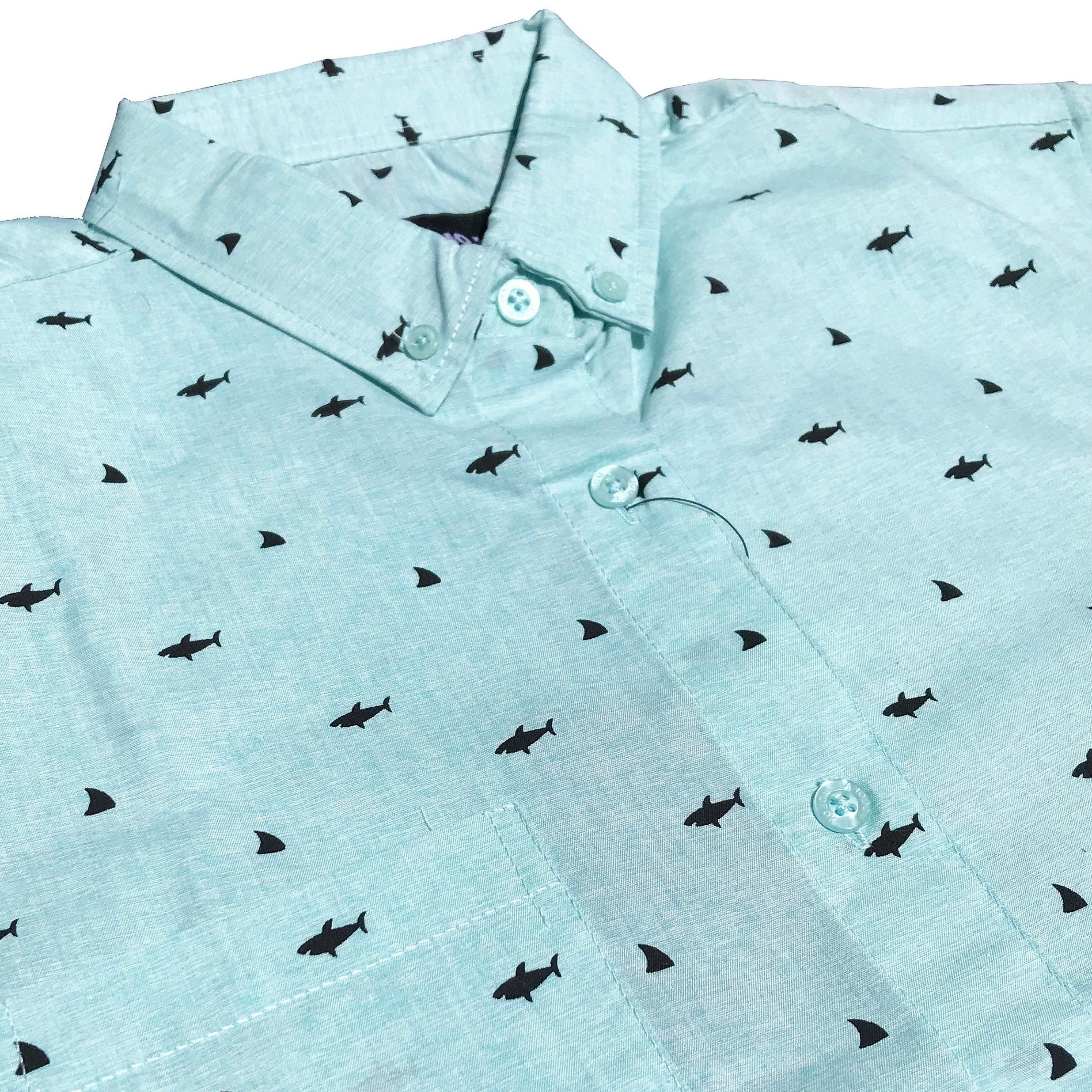 Sharks Mint Button Down Boys Shirts