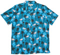 Vintage Blue Flamingo and Palms
