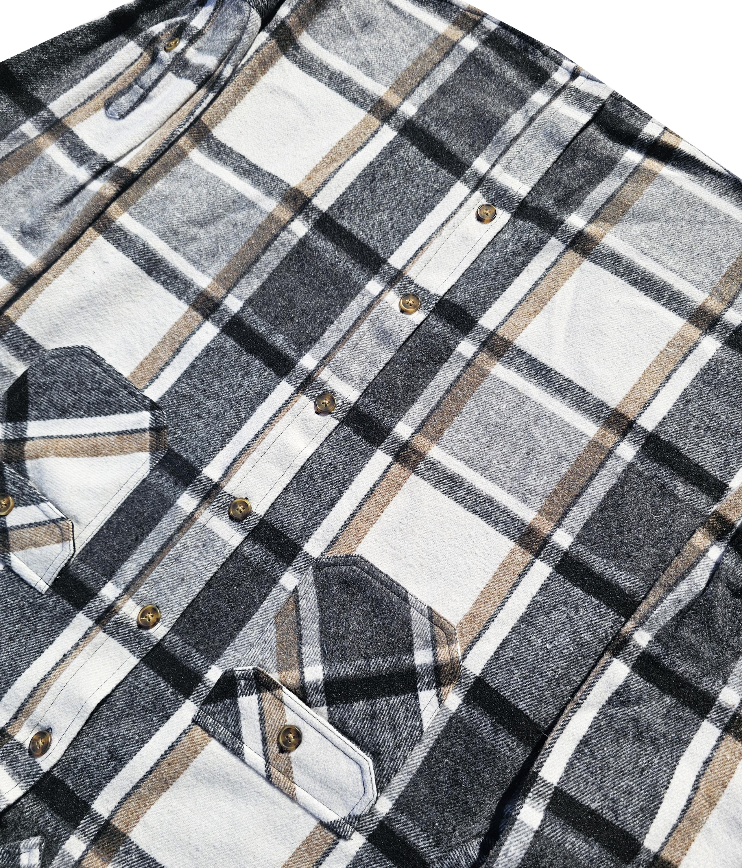 Charcoal and Beige Heavy Flannel