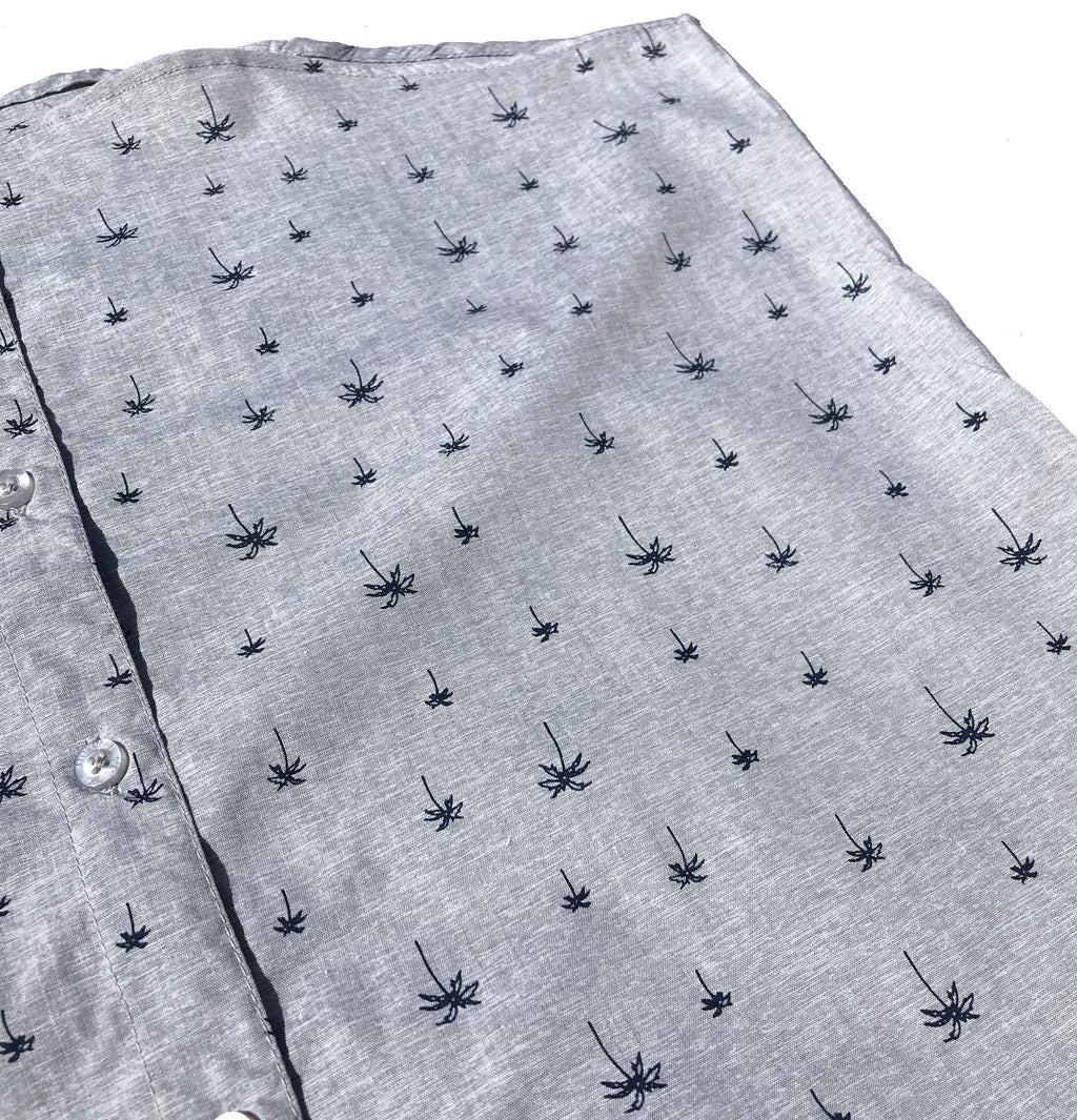 Palm Tree Grey Button Down Boys Shirt