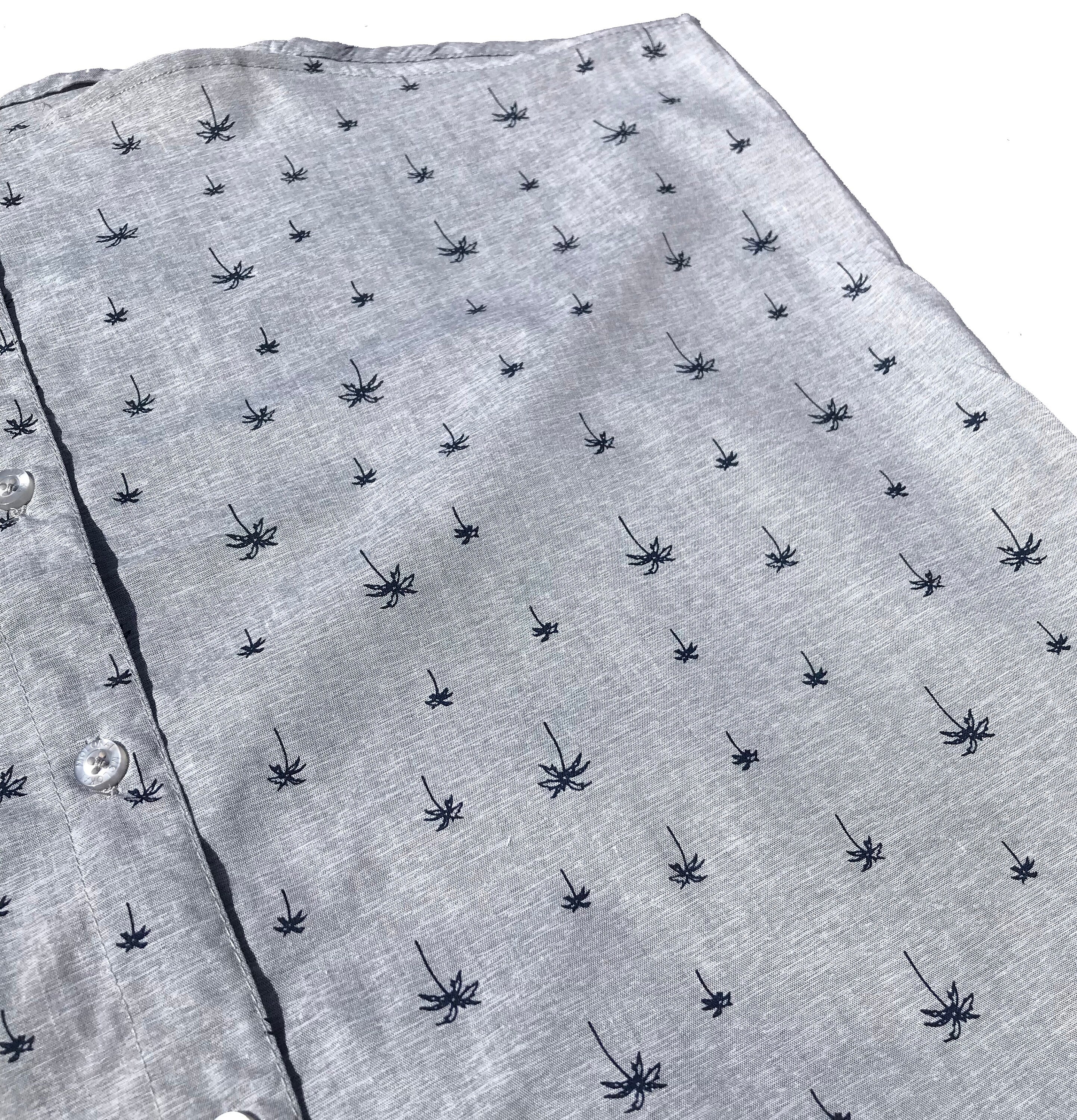 Palm Tree Grey Button Down Boys Shirt