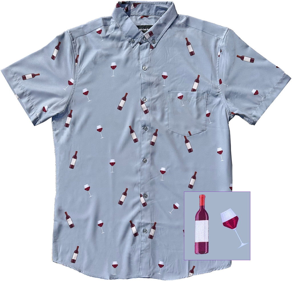 Gray Wine Button Down Shirt