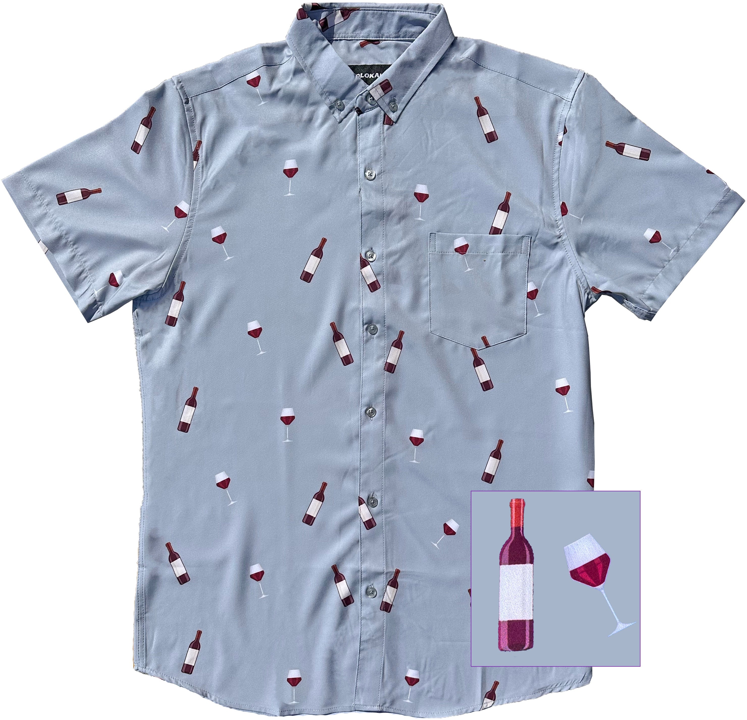 Gray Wine Button Down Shirt