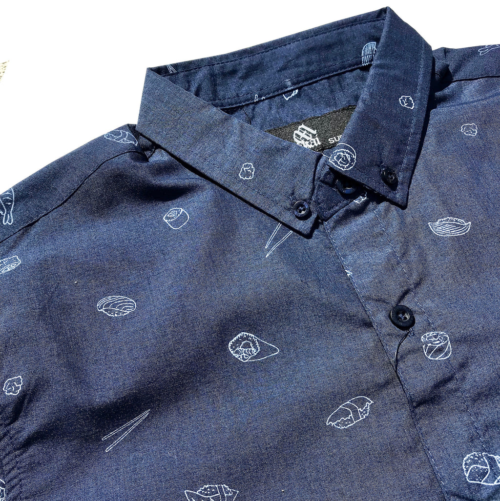 Sushi Button Down Navy Shirt