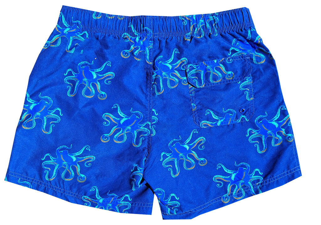 Ocean Blue Octopus Swim Trunks