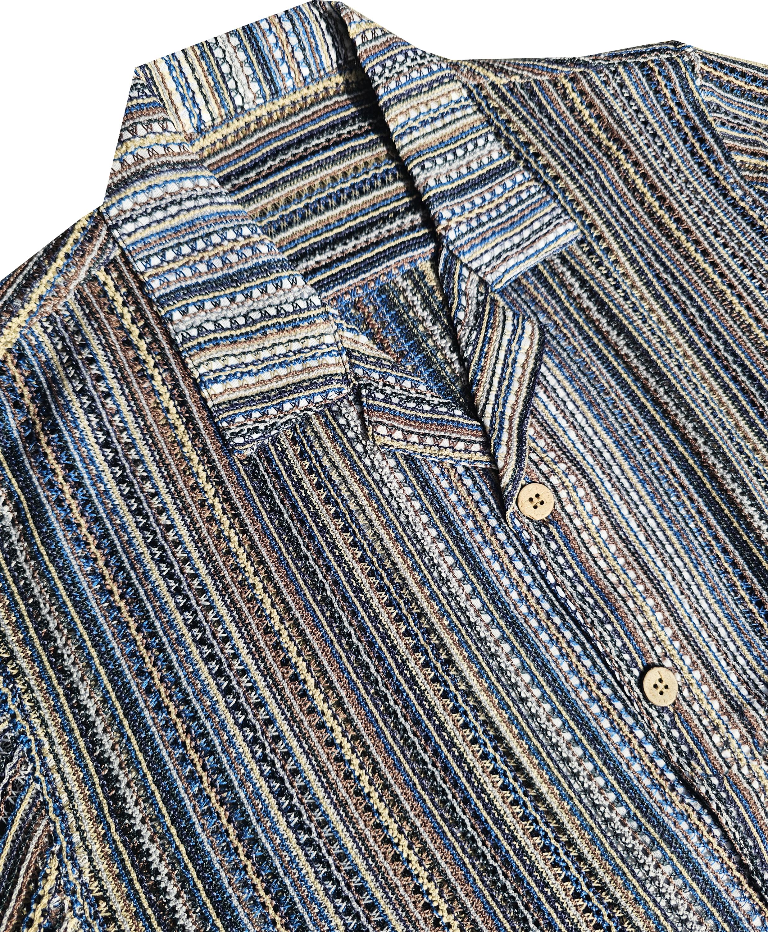 Surf Vibrant Crochet Button Down Shirt