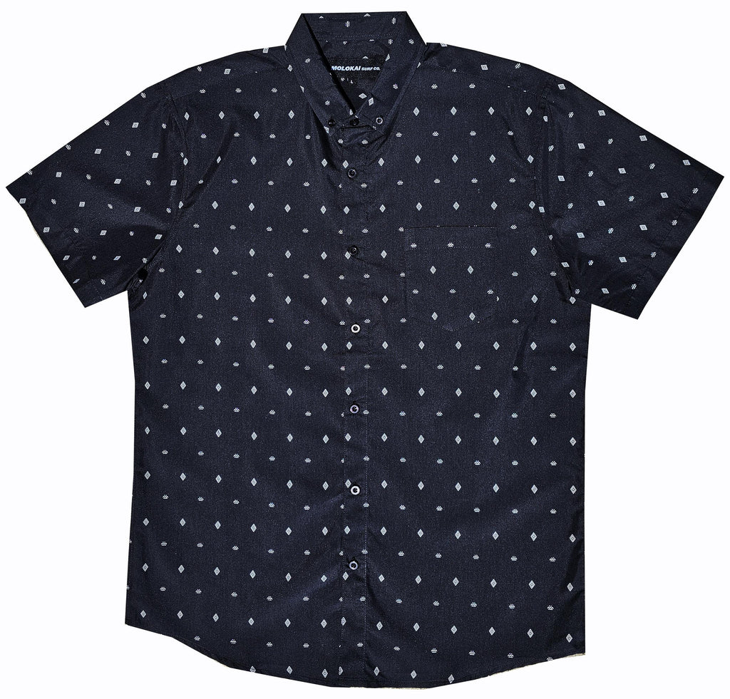 Black Geo Pattern Button Down Shirt