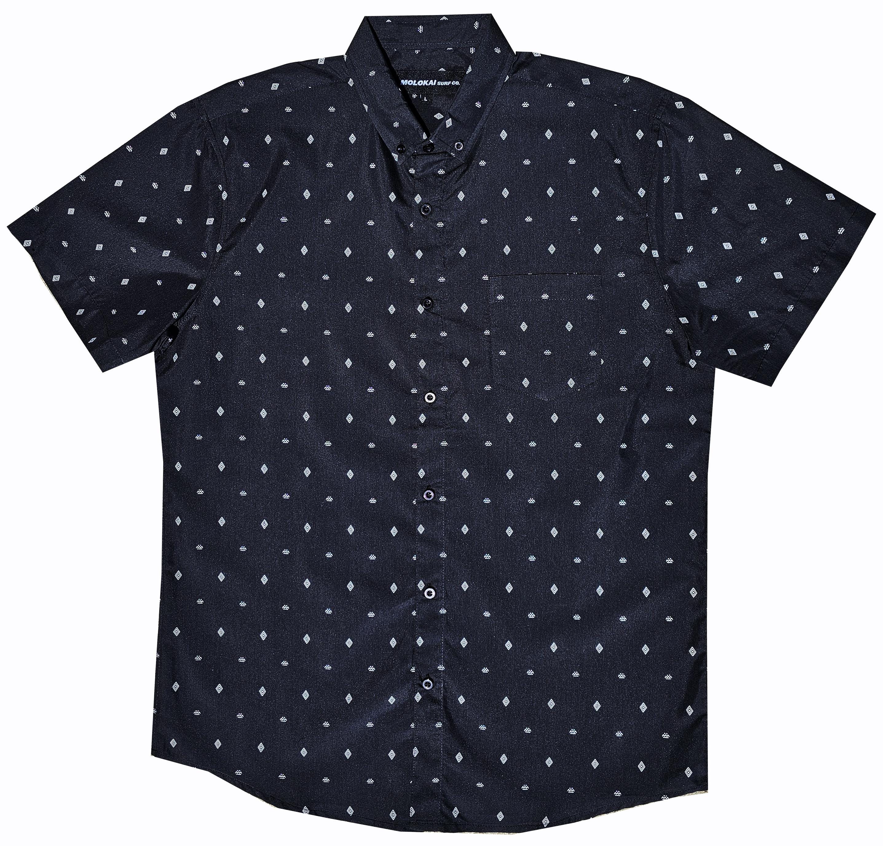Black Geo Pattern Button Down Shirt