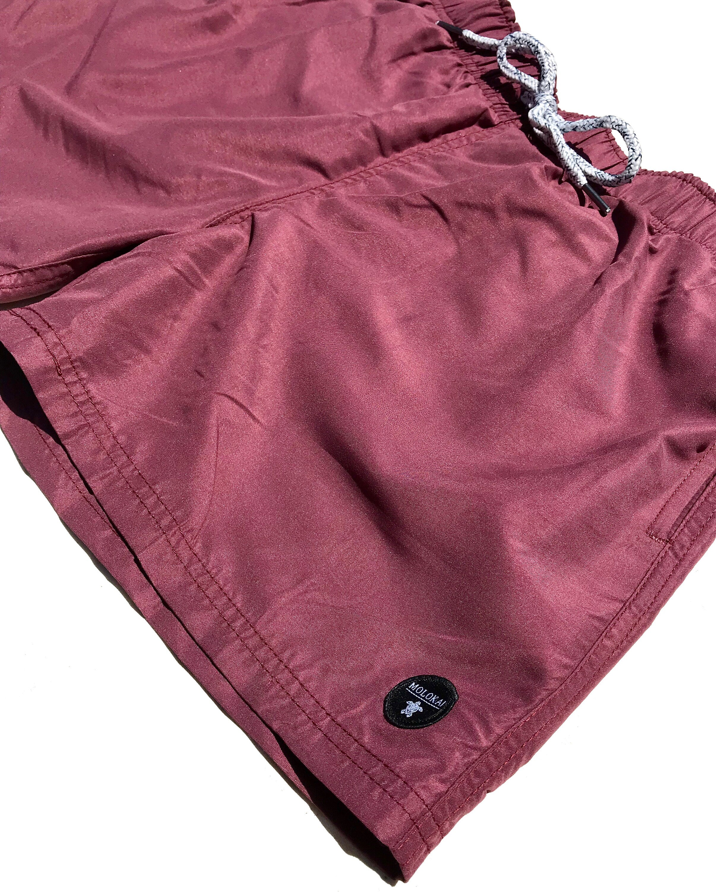 Molokai Solid Burgundy Boys Swim Trunks