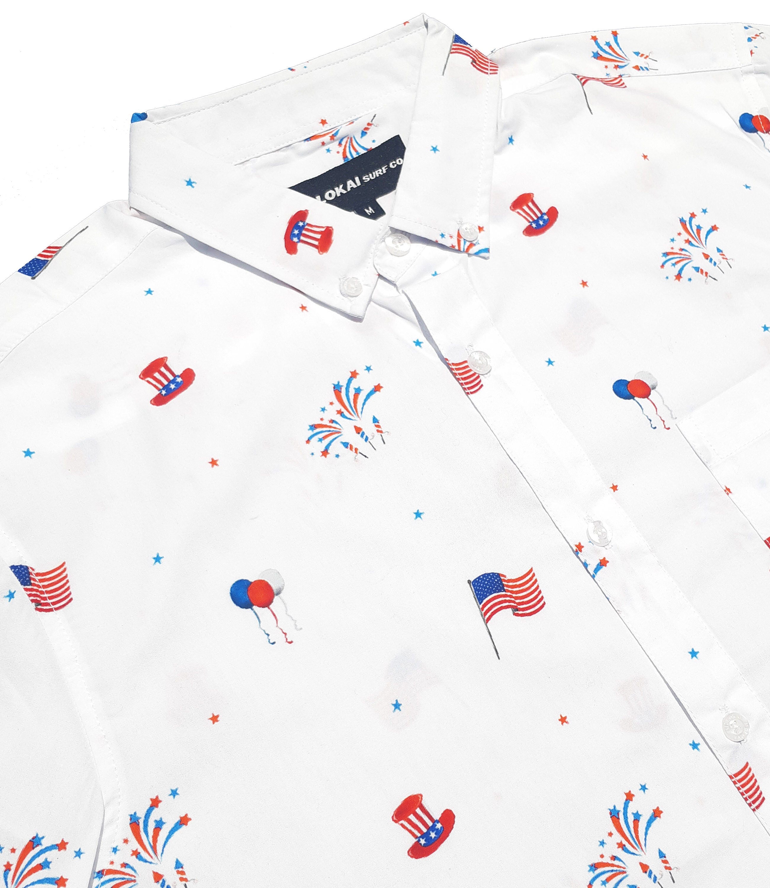 America July 4th Patriot Button Down Boys Shirt