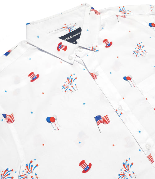 America July 4th Patriot Button Down Boys Shirt