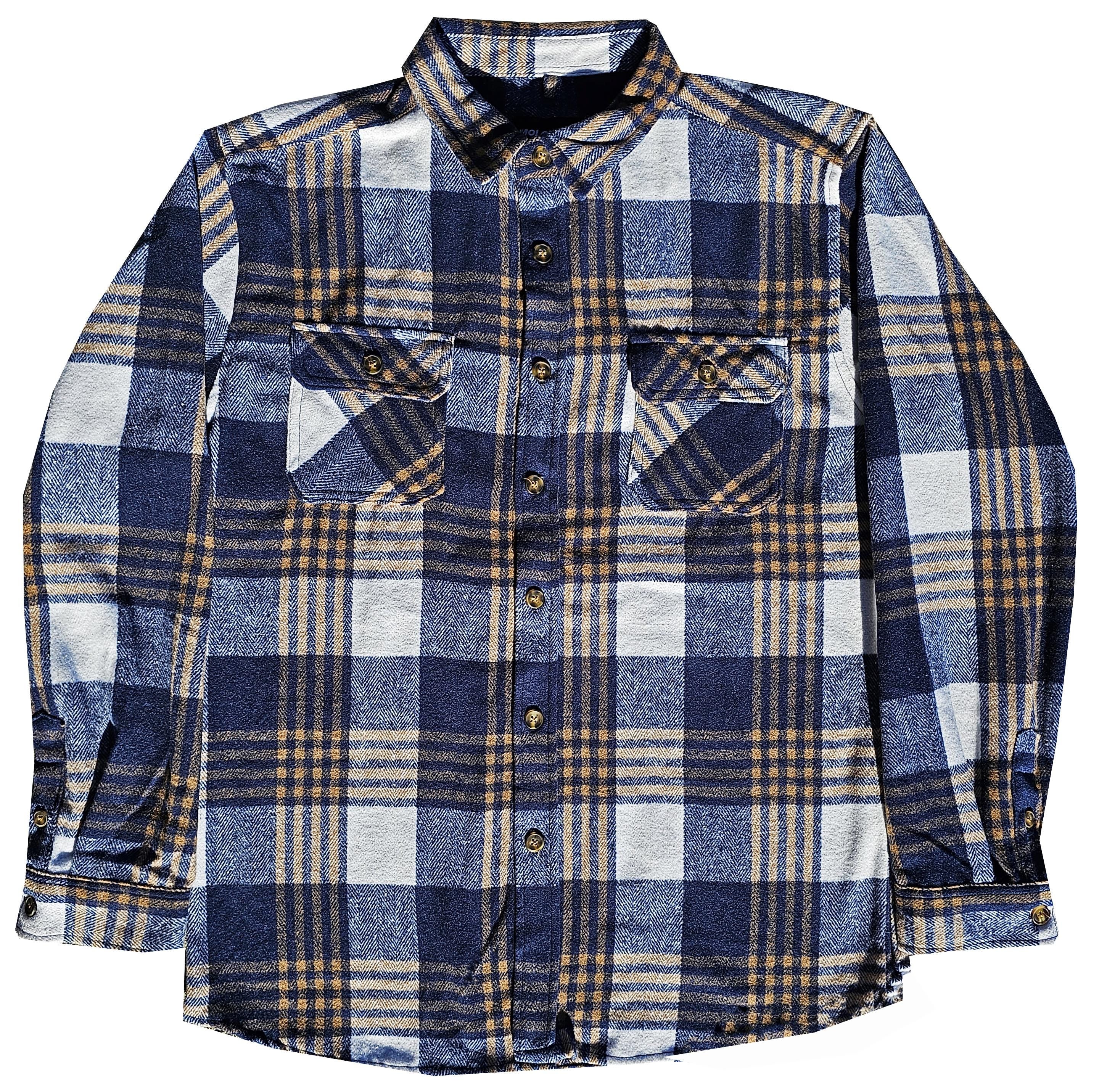 White and Navy Heavy Flannel