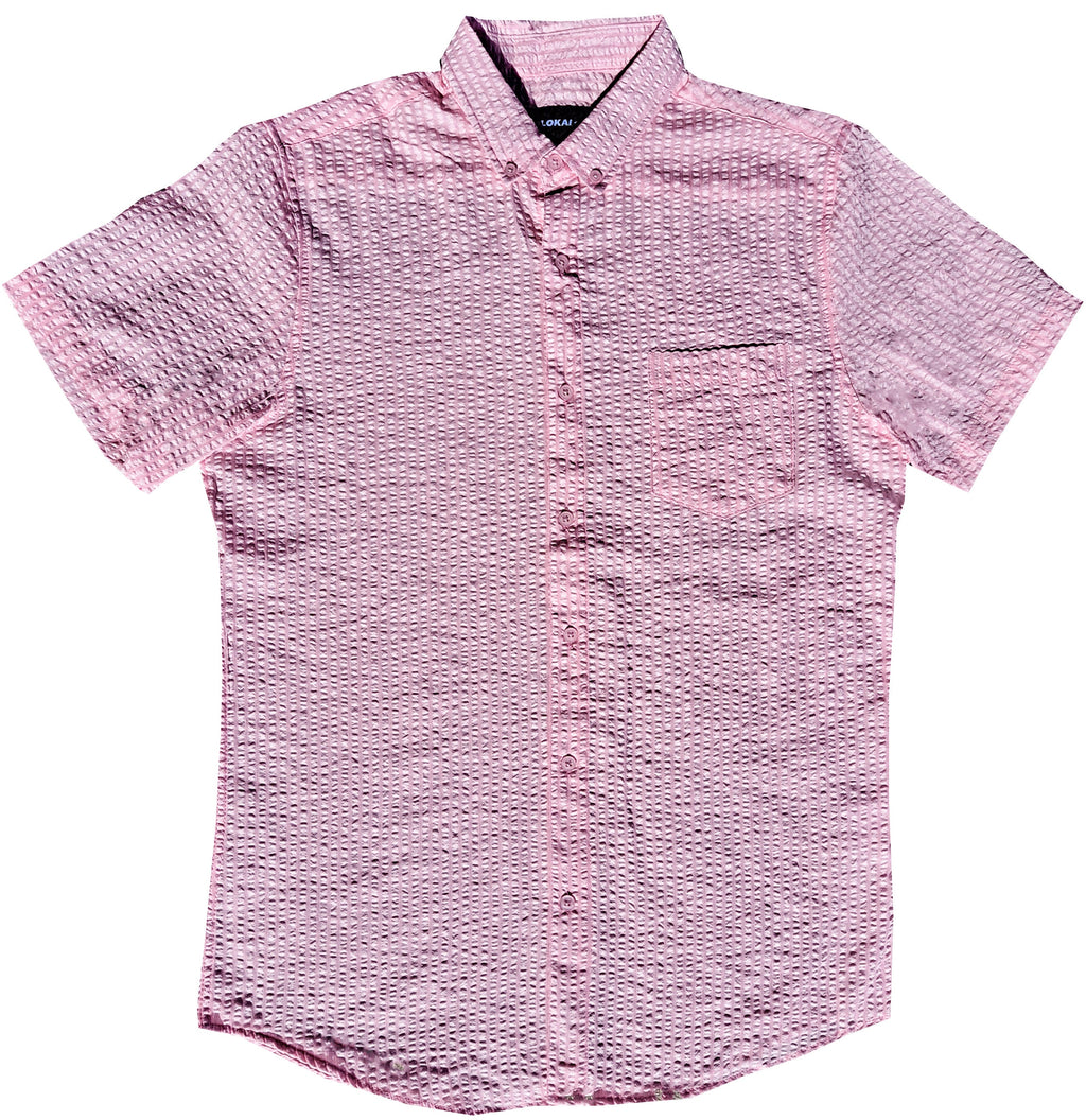 Solid Light Pink Seersucker Button Down Shirt
