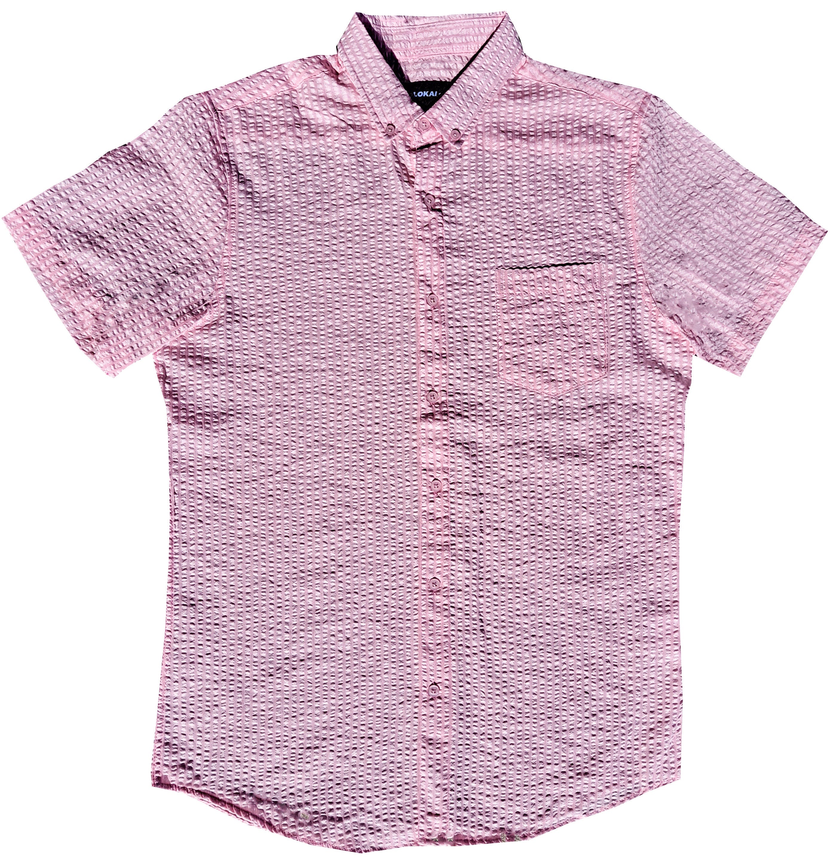 Solid Light Pink Seersucker Button Down Shirt