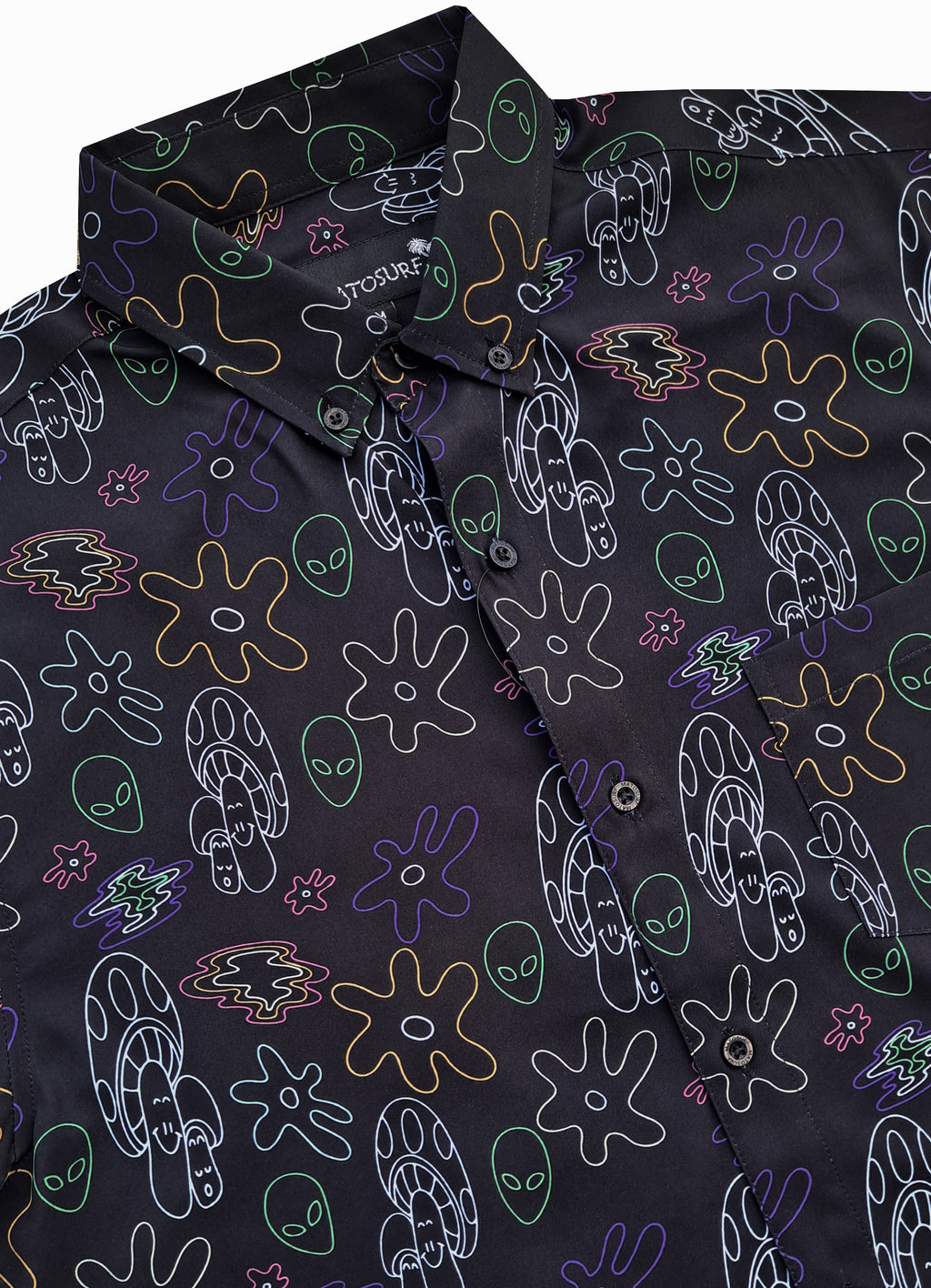 Neon Trippy Vibes Button Down Shirt