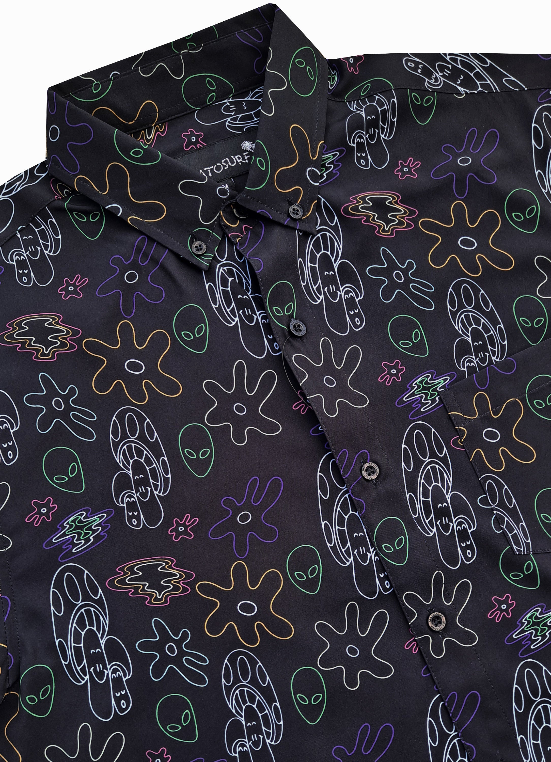 Neon Trippy Vibes Button Down Shirt